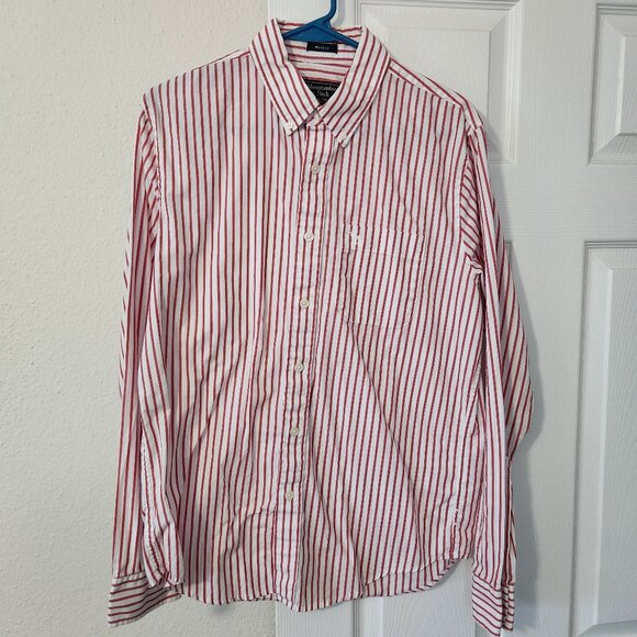 Abercrombie & Fitch Striped Poplin Casual Button Down Shirt, Muscle Fit - Picture 2 of 6